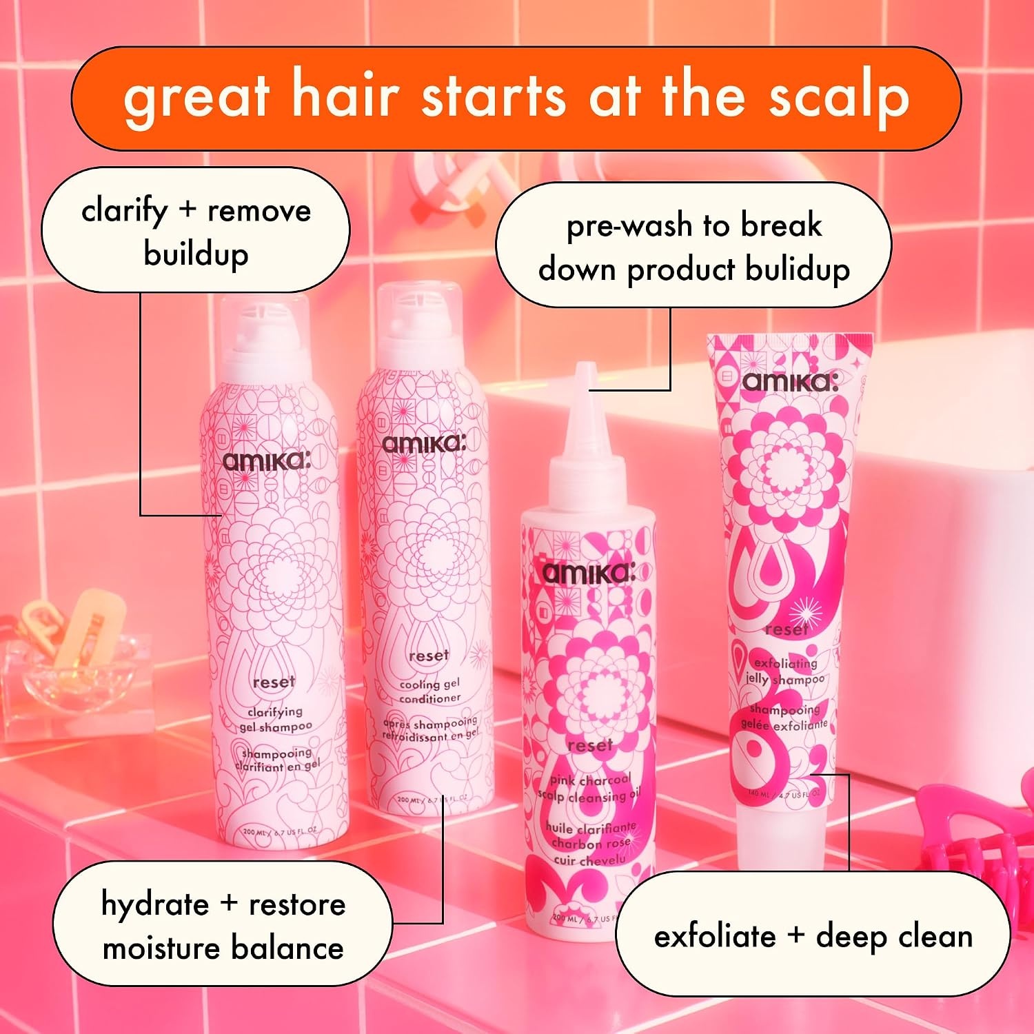 image:imageAmika Reset Pink Charcoal Scalp Cleansing Oil Unisex 67 oz Pack of 1