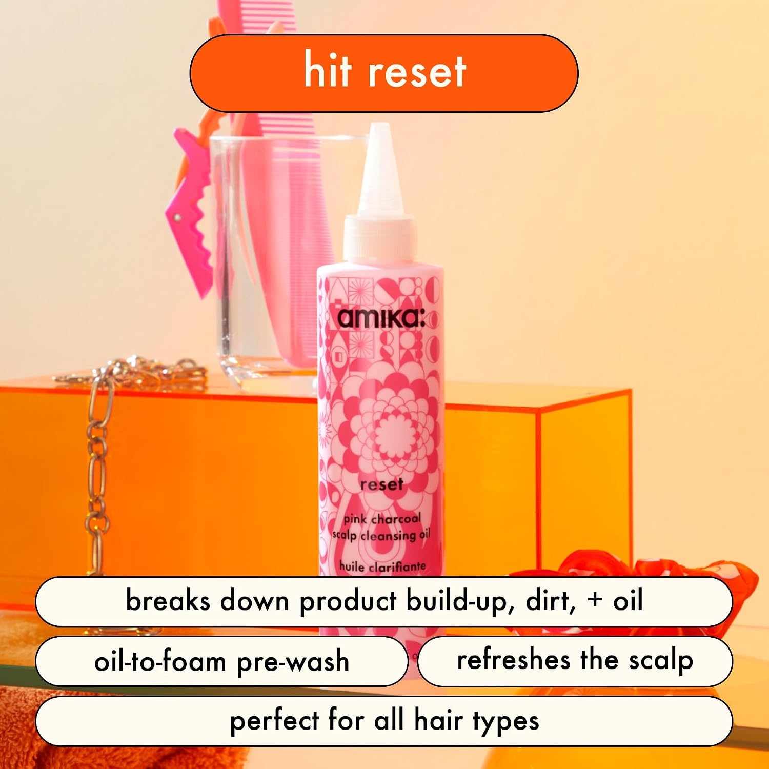 image:imageAmika Reset Pink Charcoal Scalp Cleansing Oil Unisex 67 oz Pack of 1