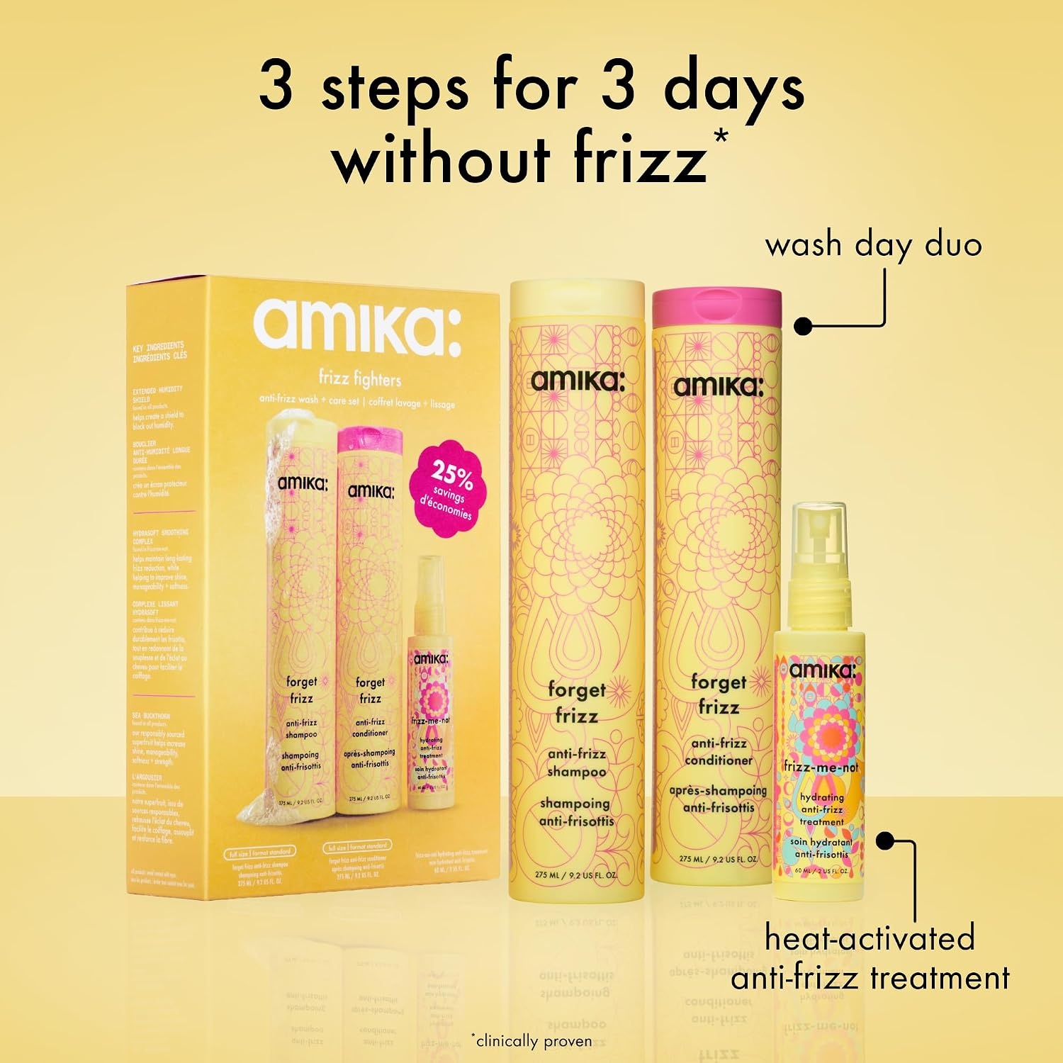 image:imageAmika frizz fighters antifrizz wash care set
