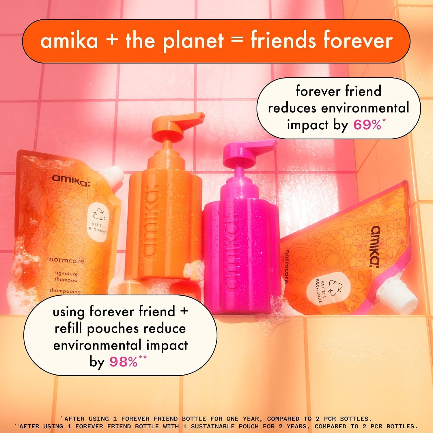 image:imageamika Forever Friend Tritan Refillable Bottlerefillable shampoo bottle