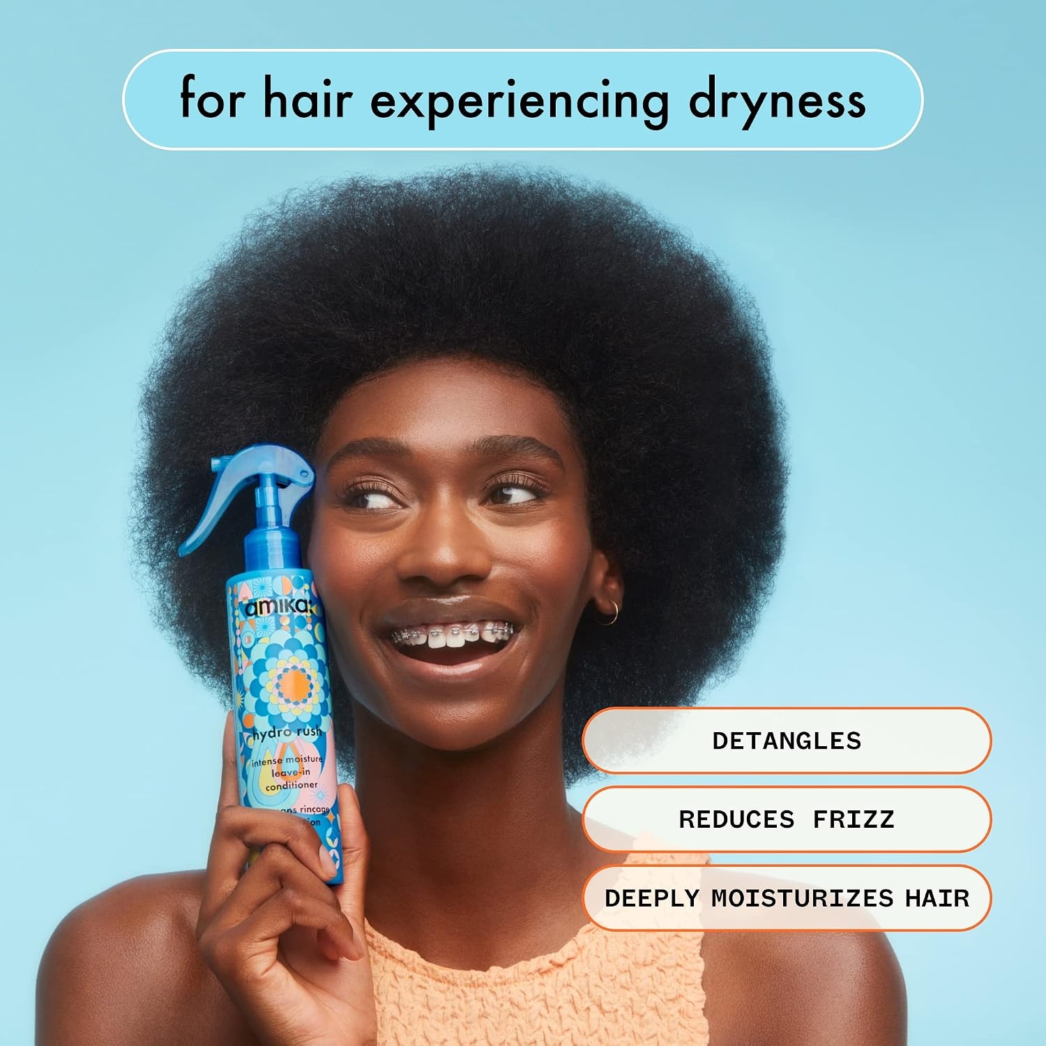 image:imageamika Hydro Rush Intense Moisture LeaveIn Conditioner with Hyaluronic Acid67 Fl Oz Pack of 1