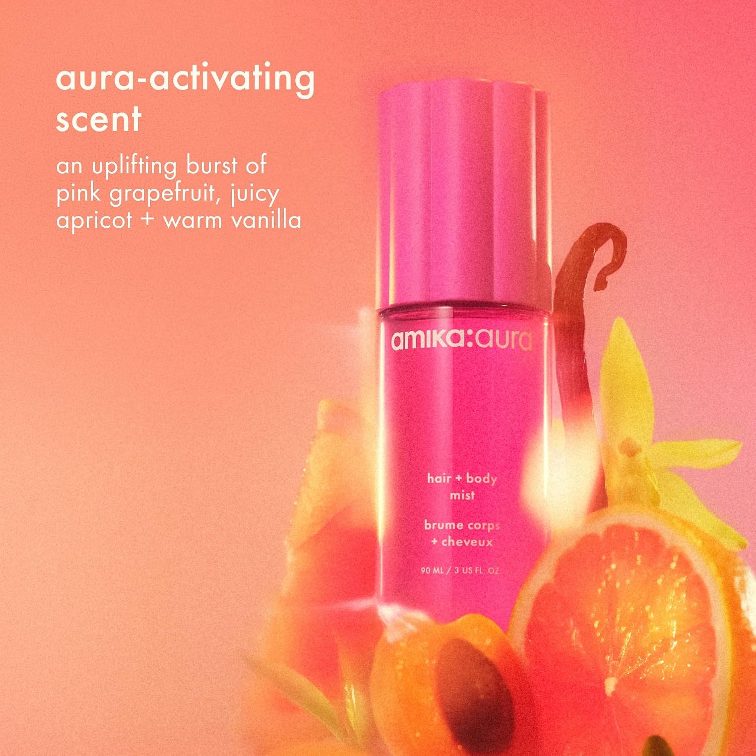 image:imageamika aura hair and body mist pink grapefruit juicy apricot warm vanilla