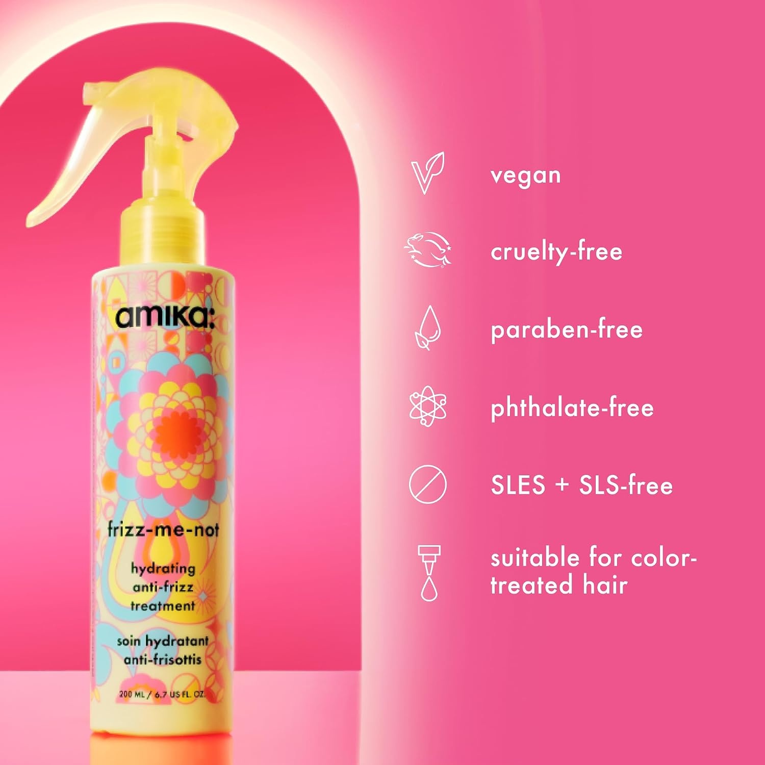 image:imageamika frizzmenot hydrating antifrizz treatment 60ml lightweight hydrating spray for medium to thick coarse hair types 2a4c humidity heat protection smooth frizz for up to 72 hours2 Fl Oz Pack of 1