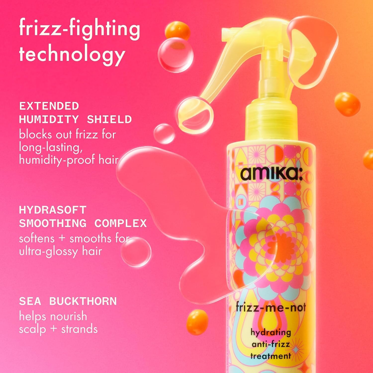 image:imageamika frizzmenot hydrating antifrizz treatment 60ml lightweight hydrating spray for medium to thick coarse hair types 2a4c humidity heat protection smooth frizz for up to 72 hours2 Fl Oz Pack of 1