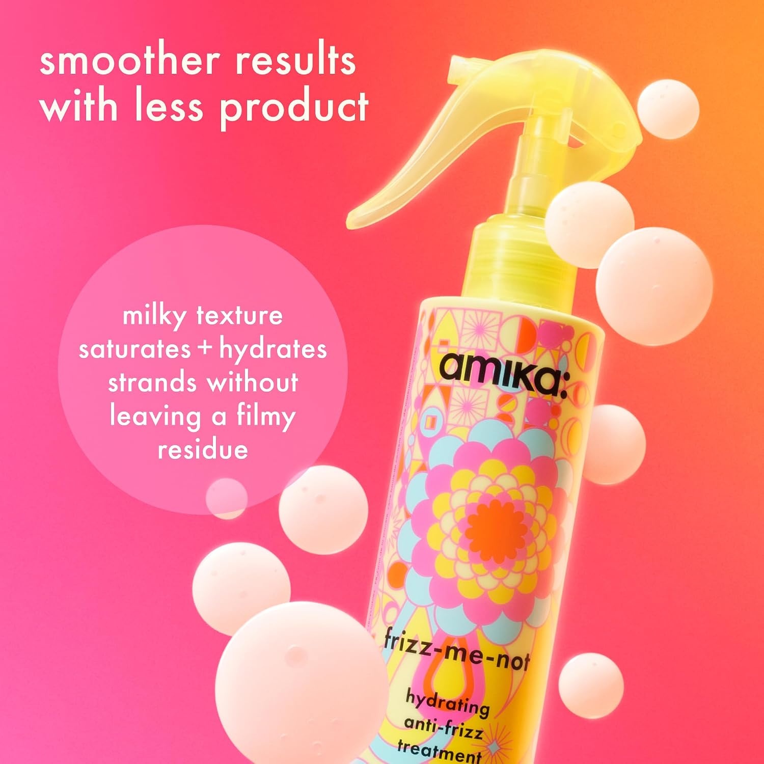 image:imageamika frizzmenot hydrating antifrizz treatment 60ml lightweight hydrating spray for medium to thick coarse hair types 2a4c humidity heat protection smooth frizz for up to 72 hours2 Fl Oz Pack of 1