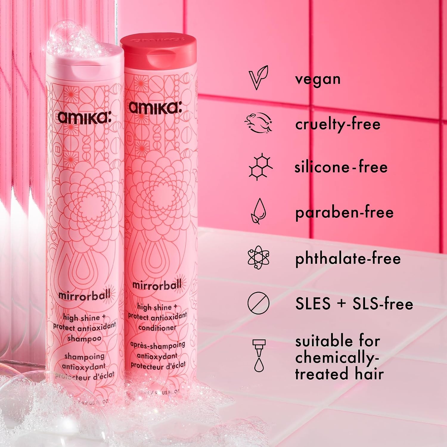 image:imageamika mirrorball high shine protect antioxidant shampoo338oz bundle