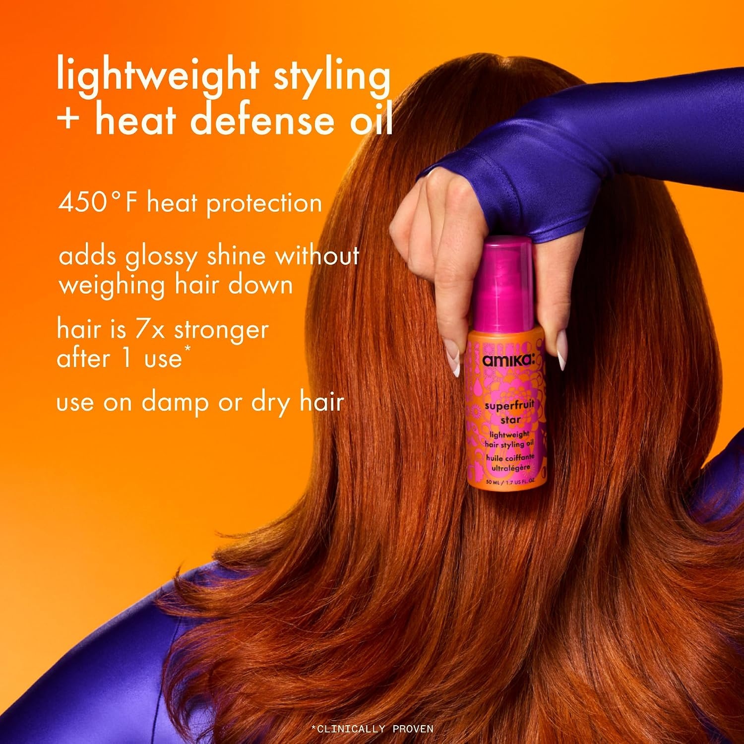 image:imageamika superfruit star lightweight hair styling heat defense oil heat protection strengthen reduce breakage smooth frizz add glossy shine for all hair types067 Fl Oz Pack of 1