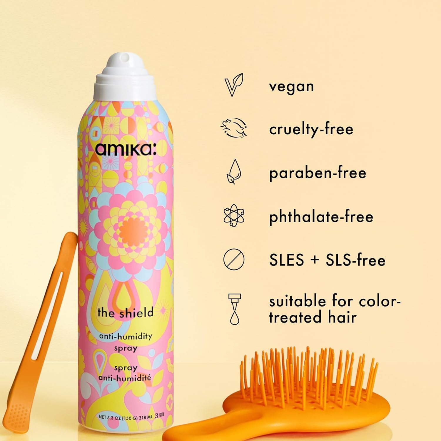 image:imageamika the shield antihumidity spray lightweight invisible heat protection spray contains UV filters for smooth frizz free hair53 Ounce Pack of 1