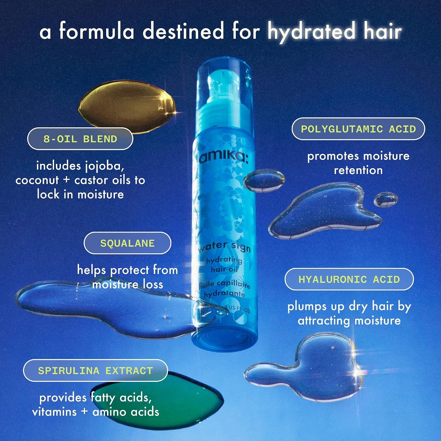 image:imageamika water sign hydrating hair oil with hyaluronic acidHair Styling Agent