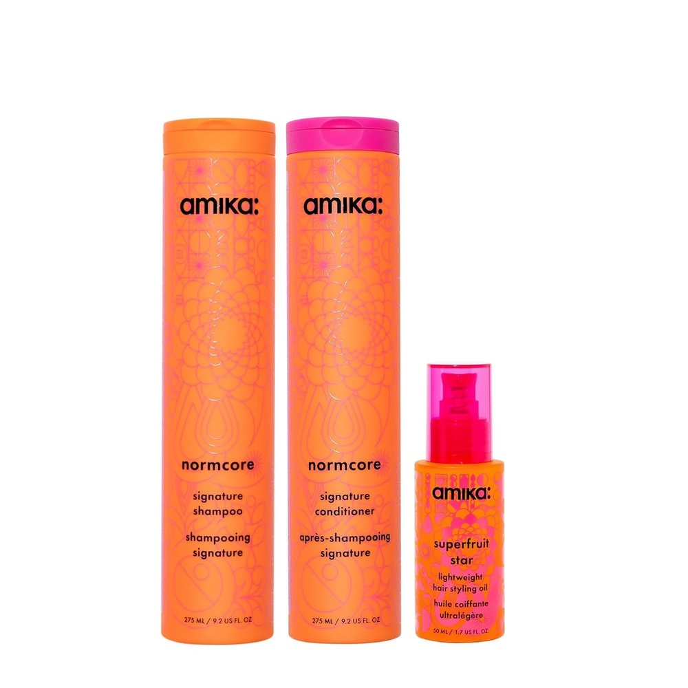 image:imageAmika superfruit strands full size bundle full size normcore shampoo conditioner amp superfruit star lightweight hair styling heat defense oil