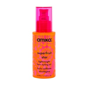 amika superfruit star lightweight hair styling + heat defense oil | heat protection, strengthen + reduce breakage, smooth frizz, add glossy shine | for all hair types(1.7 Fl Oz (Pack of 1))